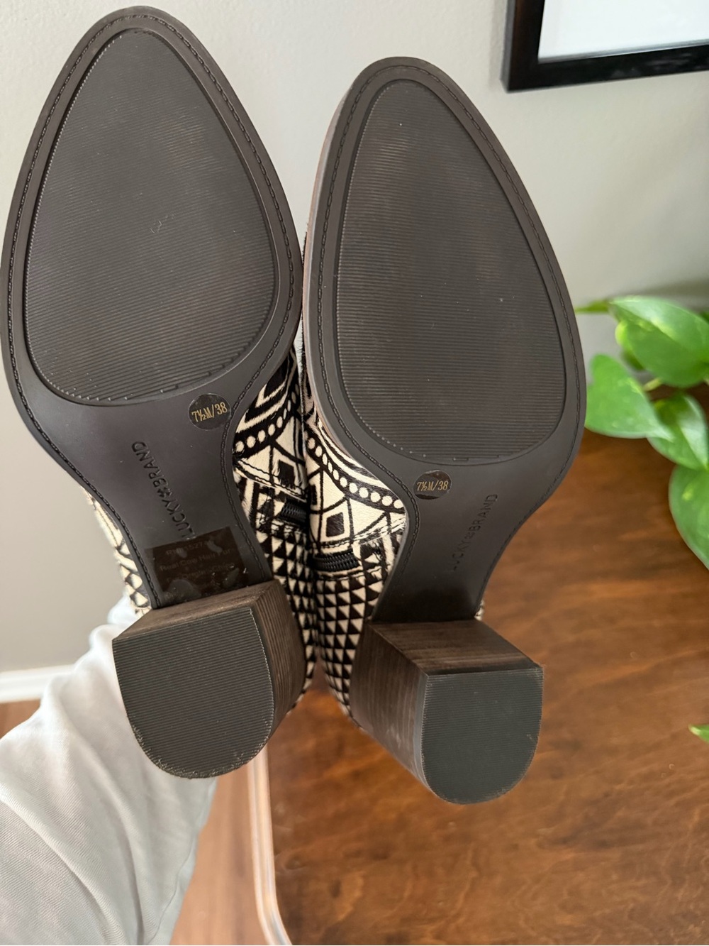 Lucky Brand Black and Cream Aztec Pattern Ankle Booties - Picture 3 of 7